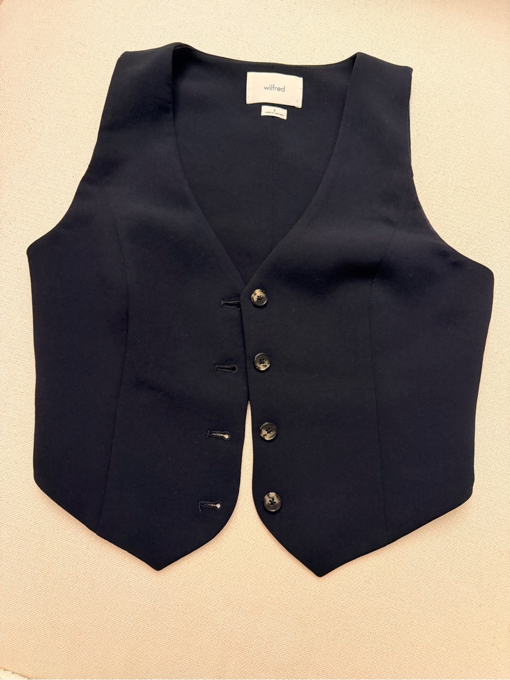 Aritzia Wilfred Navy Tailored Women's Vest Size 2